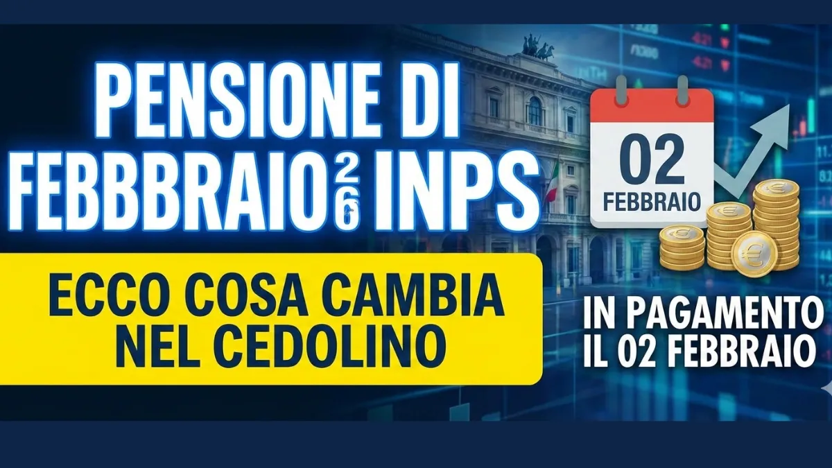 Pensione di Febbraio 2026 Inps: Ecco cosa cambia nel Cedolino in Pagamento il 02 febbraio