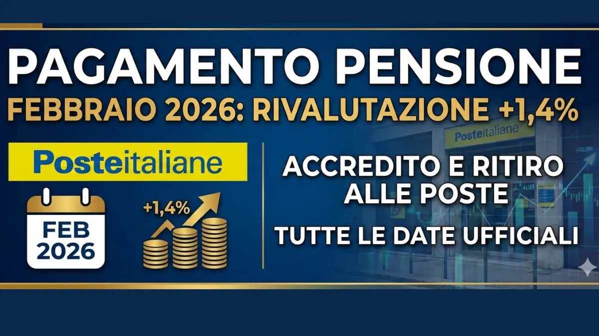 Pagamento Pensione Febbraio 2026 con Rivalutazione 1,4%